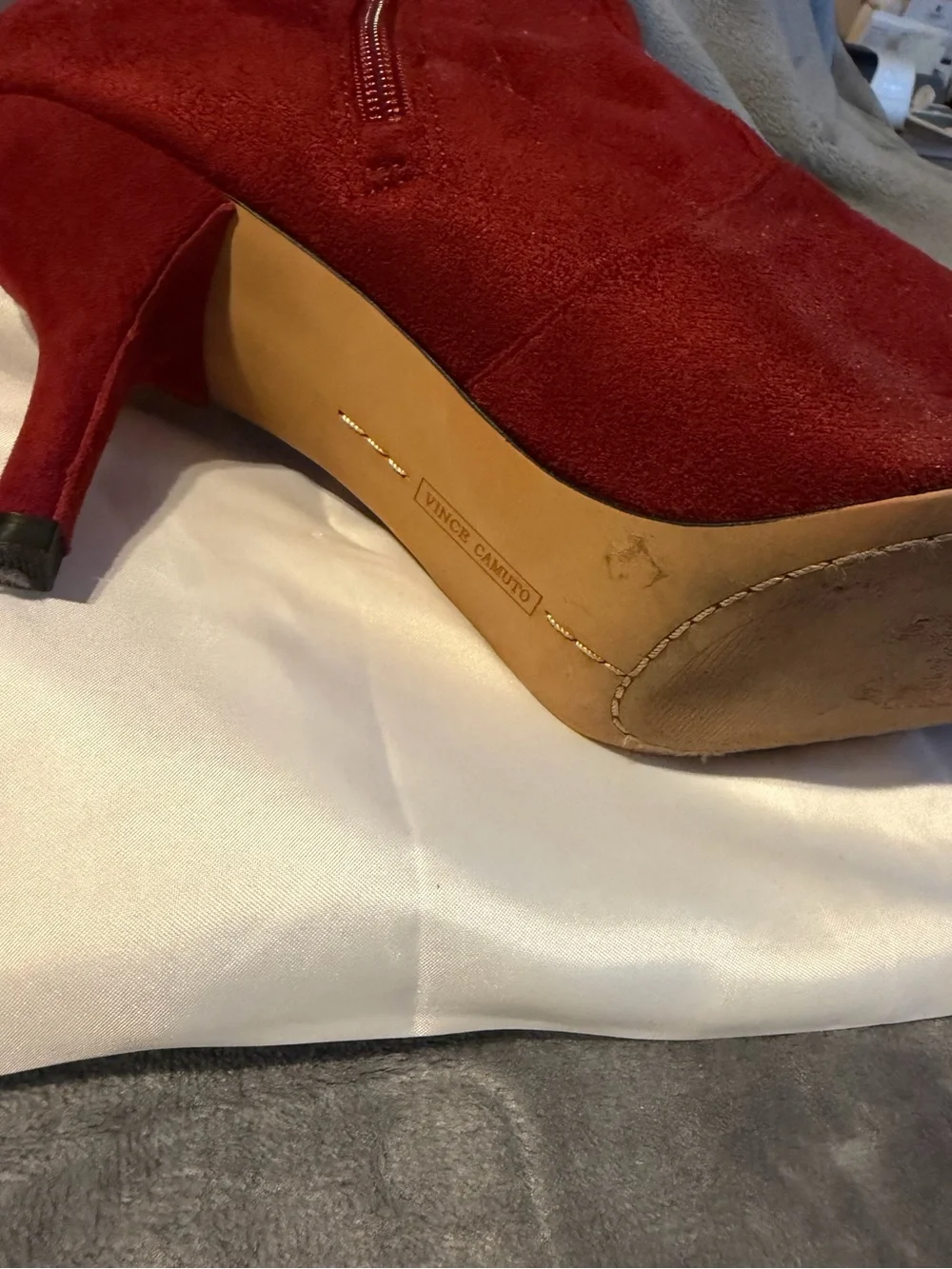 Vince Camuto Red Suede Over-the-Knee Pointed-Toe Stiletto Boots
